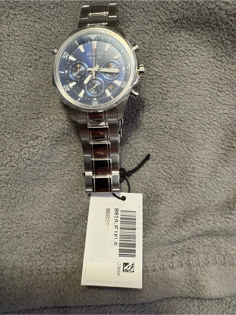 Men's Bulova Marine Star Series Steel 6-Hand Chronograph Quartz Watch Blue Dial